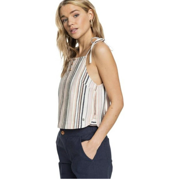 Roxy Live Lovely Button Front Linen Tank Top Size XS - Picture 14 of 14